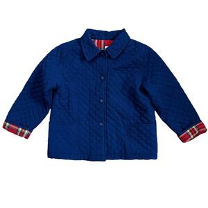 Talbots Kids Quilted Jacket Size 4 Boy Girl Blue Plaid
